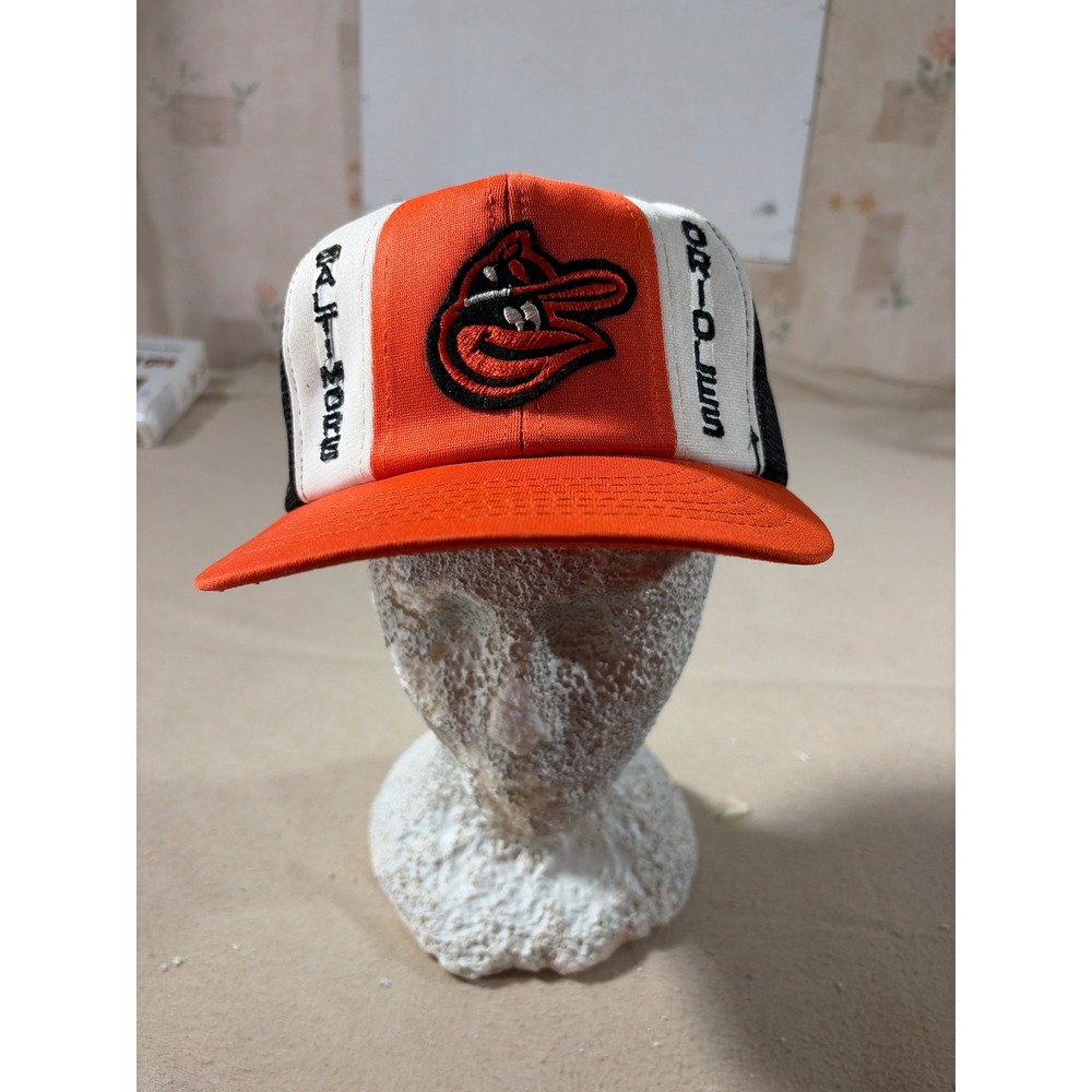 Vintage Baltimore Orioles Annco Trucker‎ Hat Snapback Orange Black MLB Large